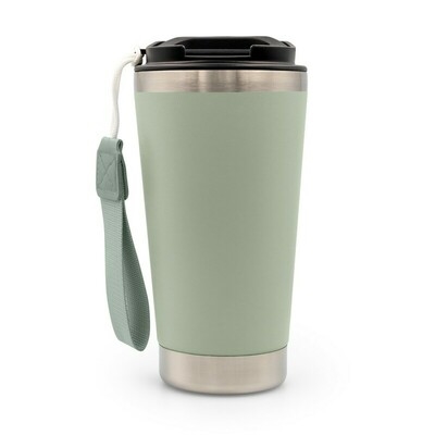 Thermo mug with carrying strap